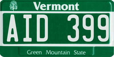 VT license plate AID399