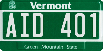 VT license plate AID401