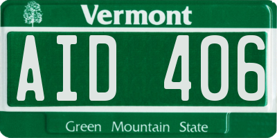 VT license plate AID406