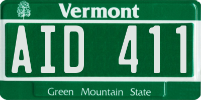 VT license plate AID411
