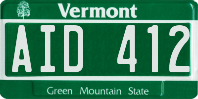 VT license plate AID412