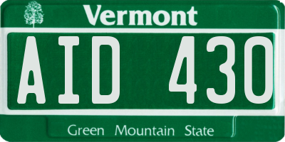 VT license plate AID430