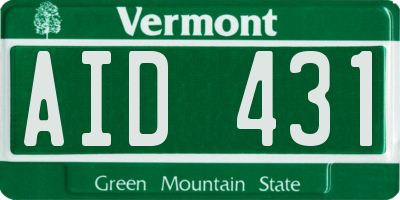 VT license plate AID431