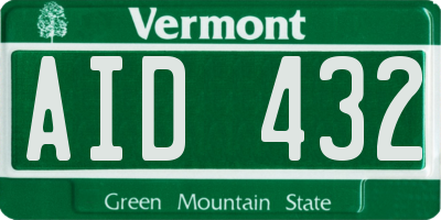 VT license plate AID432