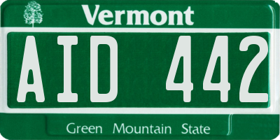 VT license plate AID442
