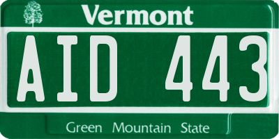 VT license plate AID443