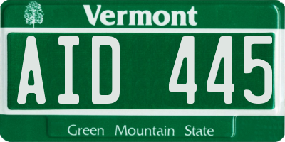 VT license plate AID445