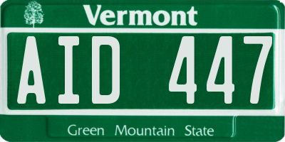 VT license plate AID447