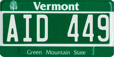 VT license plate AID449