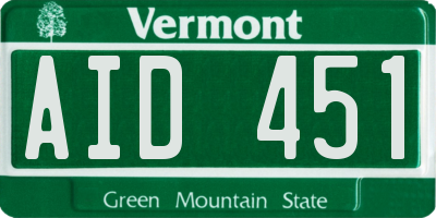 VT license plate AID451