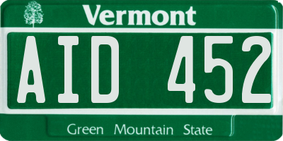 VT license plate AID452