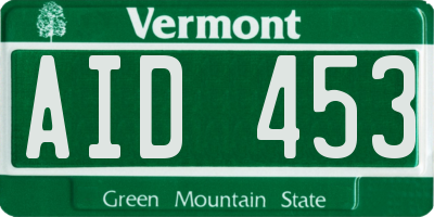 VT license plate AID453
