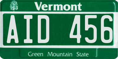 VT license plate AID456