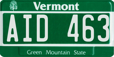 VT license plate AID463