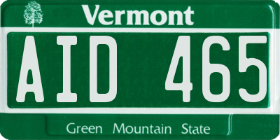 VT license plate AID465