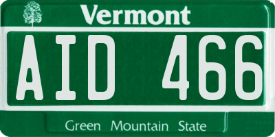 VT license plate AID466