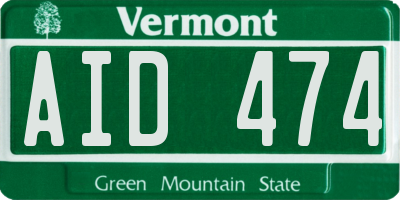 VT license plate AID474