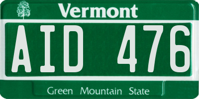 VT license plate AID476