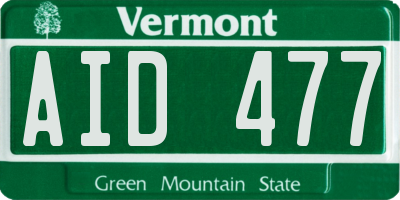 VT license plate AID477