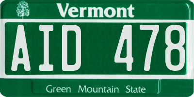 VT license plate AID478