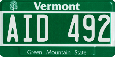 VT license plate AID492
