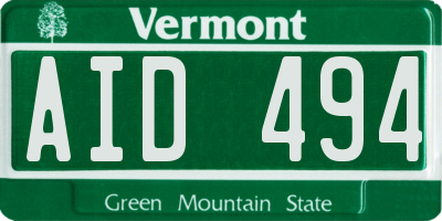 VT license plate AID494