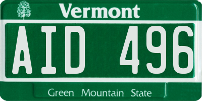 VT license plate AID496