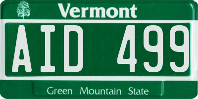 VT license plate AID499