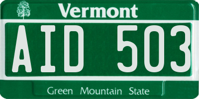 VT license plate AID503