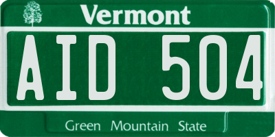 VT license plate AID504