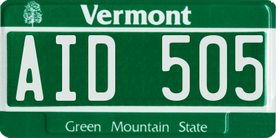 VT license plate AID505