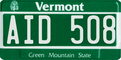 VT license plate AID508