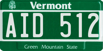 VT license plate AID512