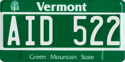 VT license plate AID522