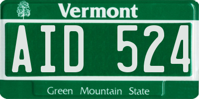 VT license plate AID524