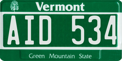 VT license plate AID534