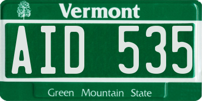VT license plate AID535
