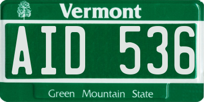 VT license plate AID536