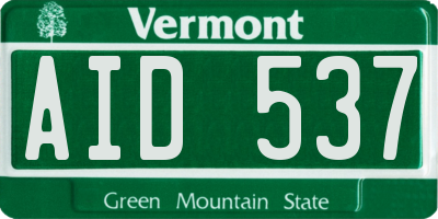 VT license plate AID537