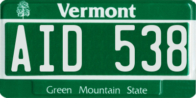 VT license plate AID538