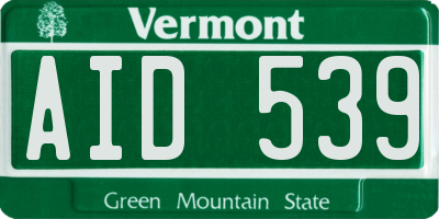 VT license plate AID539