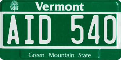 VT license plate AID540