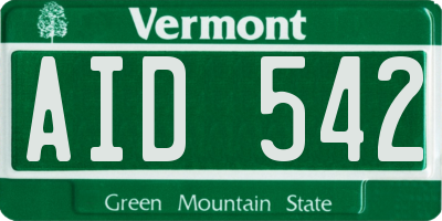 VT license plate AID542