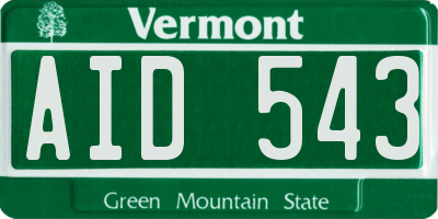 VT license plate AID543