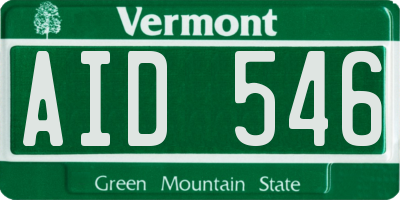 VT license plate AID546