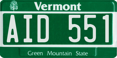 VT license plate AID551