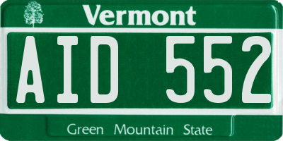 VT license plate AID552