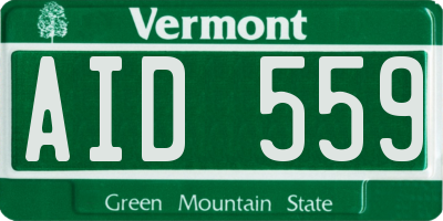 VT license plate AID559