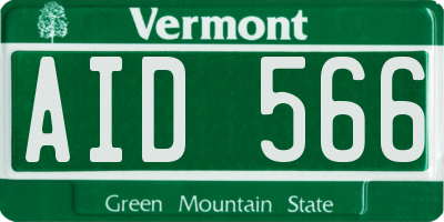 VT license plate AID566