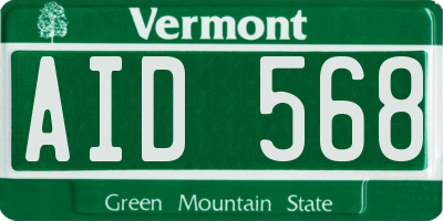 VT license plate AID568